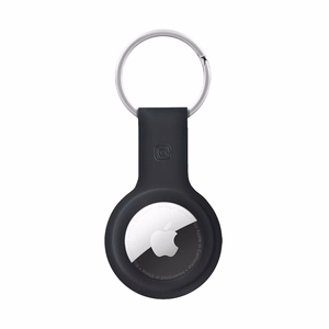 Crong Silicone vāciņš ierīcei Apple AirTag 1 / 2, ar atslēgu gredzenu, melns