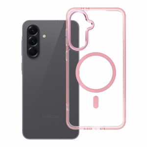 Maciņš Samsung A56 Frame Clear Hybrid Mag Cover saderīgs ar MagSafe pūderrozā