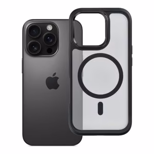 Maciņš iPhone 16 PRO Forcell F-Protect Smoke Hybrid Premium saderīgs ar MagSafe melns