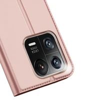 Dux Ducis Skin Pro viedtālruņa apvalks Xiaomi 13 Pro ar kartes turētāju un statīvu rozā