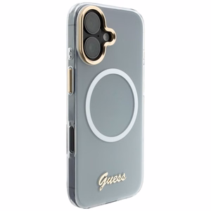 Guess IML Gradient Script Metal MagSafe Maciņš for iPhone 17 - balts