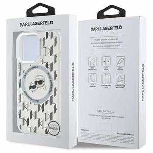 IML Monogram Karl & Choupette Head MagSafe viedtālruņa apvalks iPhone 16 Pro - caurspīdīgs