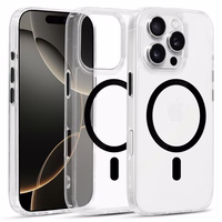 Spīdīgs magnētiskais caurspīdīgs viedtālruņa apvalks Iphone 16 Pro melns