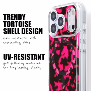 Crong Deluxe MAG Cover MagSafe vāciņš ierīcei iPhone 17 Pro, rozā bruņurupuča bruņu raksts