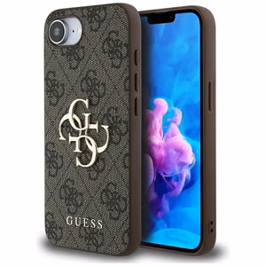 Guess 4G Big Logo apvalks iPhone 16e - Brūns