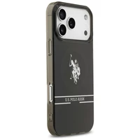 US Polo DH un Bottom Stripe Logo MagSafe apvalks viedtālrunim iPhone 17 Pro Max - melns