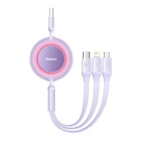 Baseus Bright Mirror 3, USB 3-in-1 kabelis micro USB / USB-C / Lightning 66W / 2A 1,1 m (violets)
