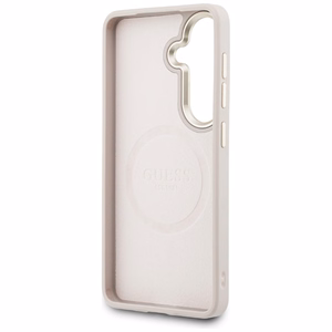 Guess maciņš Saffiano Peony Embossed Ring MagSafe priekš Samsung Galaxy S26 rozā