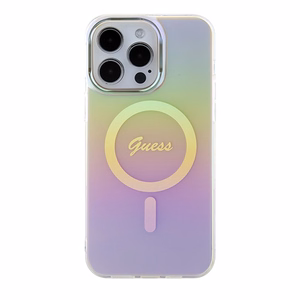 Guess GUHMP15XHITSP iPhone 15 Pro Max 6.7" rozā/rozā cietais apvalks IML Iridescent MagSafe