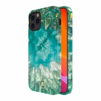Kingxbar Agate Series viedtālruņa apvalks dekorēts ar spausdētu agat raštu iPhone 12 mini zaļš