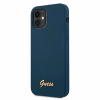 Guess GUHCP12SLSLMGBL iPhone 12 mini 5.4" zils/zils cietais apvalks Metal Logo Script