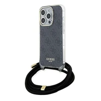 Guess Crossbody Cord 4G Print viedtālruņa apvalks iPhone 15 Pro – melns