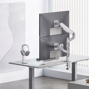 Ergo Office ER-692 W – divu monitoru turētājs ar gāzes atsperēm 17–32 collu ekrāniem, 1–10 kg uz katru, matēti balts
