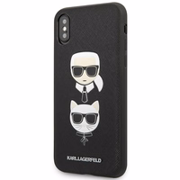Karl Lagerfeld Saffiano Karl&Choupette Galvas viedtālruņa apvalks iPhone XS Max - melns