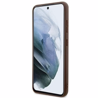 Guess 4G Metal Gold Logo viedtālruņa apvalks Samsung Galaxy S24+ - brūns