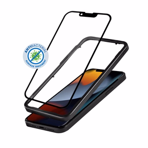 Crong Anti-Bacterial 3D Armor Glass 9H rūdīta stikla ekrāna aizsargs iPhone 14 Plus / 13 Pro Max, ar uzstādīšanas rāmi