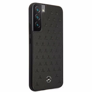 Mercedes ādas Stars Pattern viedtālruņa apvalks Samsung Galaxy S22+ - melns
