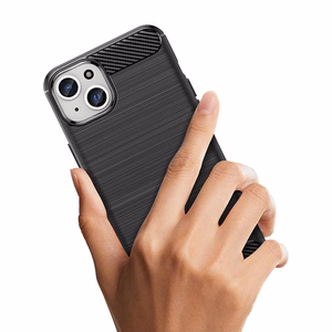 Elastīgs oglekļa raksta viedtālruņa apvalks iPhone 15 Plus Carbon Case - melns