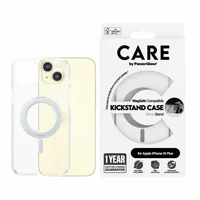 CARE by PanzerGlass viedtālruņa apvalks ar statīvu MagSafe iPhone 15 Plus - sudrabains