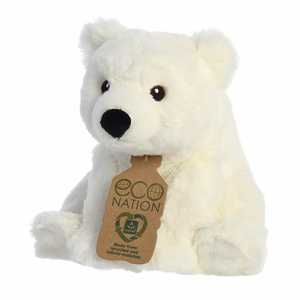 Eco Nation videi draudzīga sēdoša polārlāča plīša rotaļlieta, 19 cm