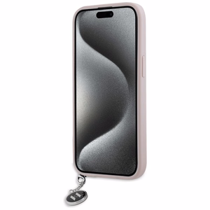 Karl Lagerfeld Saffiano Rhinestones & Charm viedtālruņa apvalks iPhone 15 / 14 / 13 - rozā