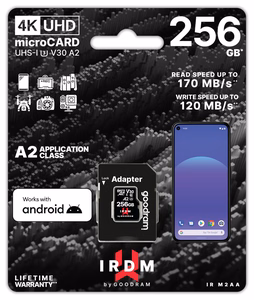 GoodRam atmiņas karte IRDM 256GB microSD UHS-I U3 A2 V30 ar adapteri