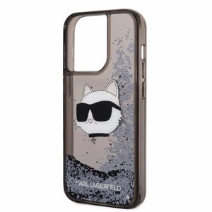 Karl Lagerfeld KLHCP14XLNCHCK iPhone 14 Pro Max 6.7" melns/melns kietais apvalks Glitter Choupette Head