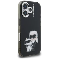 Karl Lagerfeld IML Aquarelle Karl & Choupette & Logo iPhone 16 macins - melns