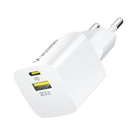 Wozinsky WWCEAC GaN USB-A USB-C 33W sienas lādētājs - balts
