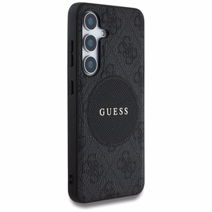 Viedtālruņa apvalks Guess 4G Round Patch Classic Logo MagSafe Samsung Galaxy S25 Plus melns