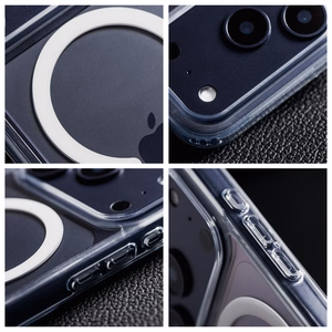 Maciņš priekš iPhone 15 PRO MAX Forcell F-Protect Clear Hybrid Premium saderīgs ar Magsafe caurspīdīgs