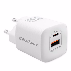 Qoltec 50763 mobile device charger Laptop, Portable gaming console, Power bank, Smartphone, Smartwatch, Tablet balts AC Fast charging Indoor