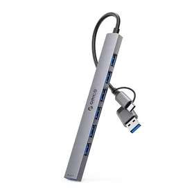 Orico YSA2-U3 USB-A/USB-C Hub dokstacija 1x USB-A 3.0 + 6x USB-A 2.0 - pelēka