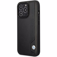 Viedtālruņa apvalks BMW BMHCP14X22RBDK iPhone 14 Pro Max 6.7" melns/melns cietais apvalks ādas zilie punkti