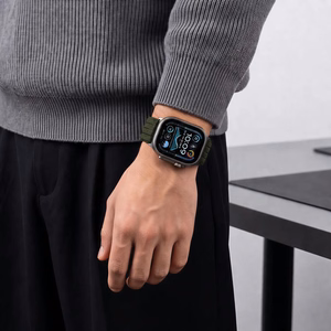 Tech-Protect Nylon Sport neilona sporta siksniņa Apple Watch 44 / 45 / 46 / 49 mm, tumši zaļa