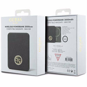 Guess MagSafe 4G Strassed Metal Logo беспроводной внешний аккумулятор 5W 3000mAh - чёрный