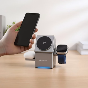 Bezvadu charging station Forcell 3in1 (F-06) (MagSafe) (Phone; Pods; Watch) 15W