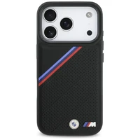 BMW M trīskrāsu metāla logotipa magnētiskais viedtālruņa apvalks iPhone 17 Pro - melns