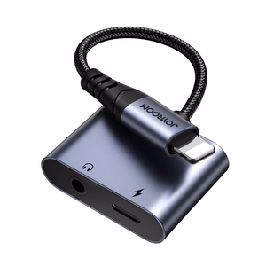 2‑in‑1 audio adapteris Joyroom SY-L01 Lightning uz 3.5mm + Lightning (melns)