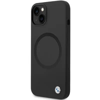 BMW BMHMP14SSILBK2 viedtālruņa apvalks iPhone 14 - melns Signature Liquid Silicone MagSafe