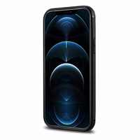 iCarer ādas vaska apvalks pārklāts ar dabīgu ādu iPhone 12 Pro Max melns (ALI1206-BK)