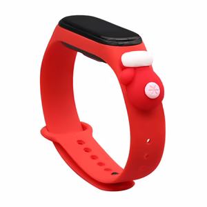 Siksniņa Ziemassvētkiem Xiaomi Mi Band 5 / 6 Ziemassvētku silikona aproce ar cimdu - Sarkana