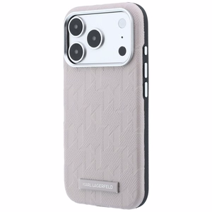 Karl Lagerfeld Grained Mono Resin Logo MagSafe maciņš modelim iPhone 17 Pro Max / 18 Pro Max – krāsa: rozā