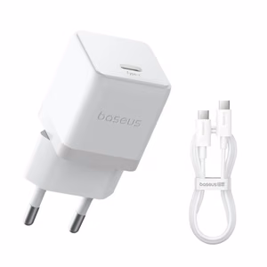Baseus Palm 1C 20W Wall Charger (with Baseus Mini White USB-C 60W (20V/3A) 1m Cable) - White