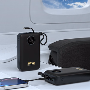 Dudao K14+ portatīvais lādētājs 20000mAh 22.5W USB-C / USB-A / iebūvēti Lightning un USB-C kabeļi - melns