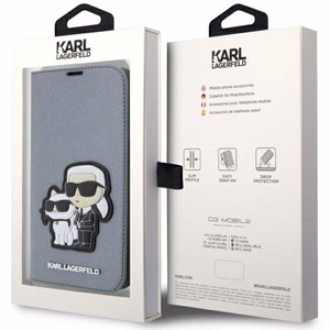 Karl Lagerfeld KLBKP14XSANKCPG iPhone 14 Pro Max 6.7" Viedtālruņa apvalks (m) - sudrabains (m) Saffiano Monogrāma Karl & Choupette
