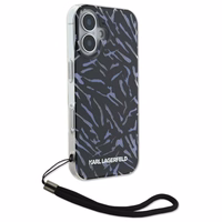 Karl Lagerfeld Zebra Pattern & Cord viedtālruņa apvalks iPhone 16 Plus - violets