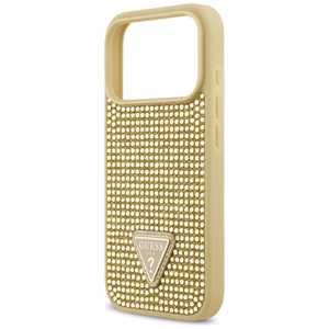 Guess Rhinestone Triangle Logo viedtālruņa apvalks iPhone 17 Pro - zelta
