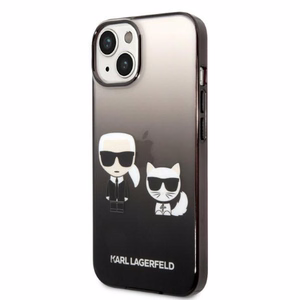 Karl Lagerfeld KLHCP14STGKCK iPhone 14 6,1 "cietais apvalks melns / melns Gradients Ikonik Karls & Choupette
