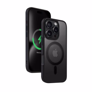 Crong Hybrid Frost MAG Cover MagSafe vāciņš ierīcei iPhone 16 Pro Max, melns